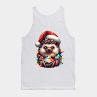 Hedgehog Wrapped In Christmas Lights Tank Top